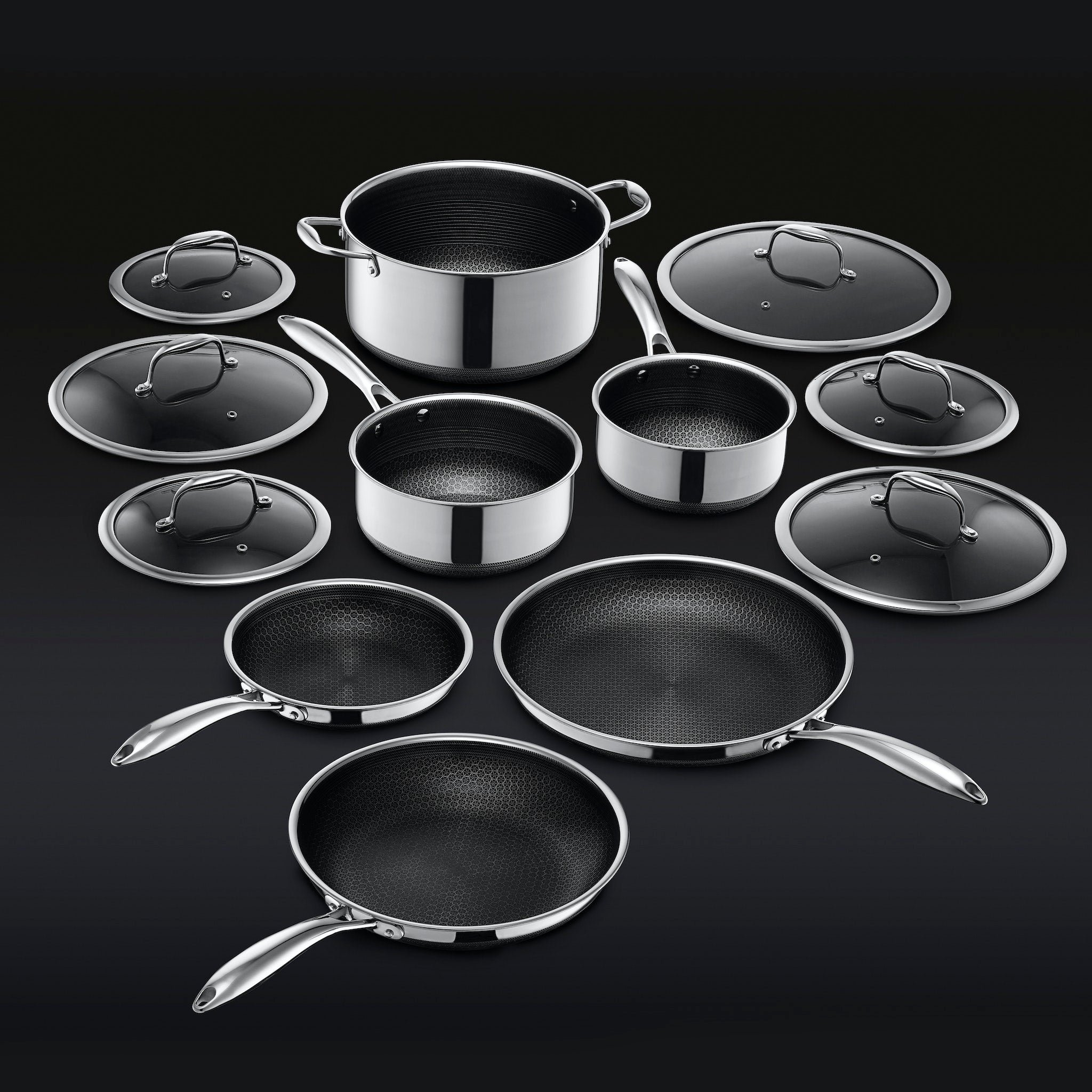 20 Piece Stainless Steel Cookware Set with Lids Cookware Set Nonstick 3-ply Stainless Steel Honeycomb W/Stay Cool Handle