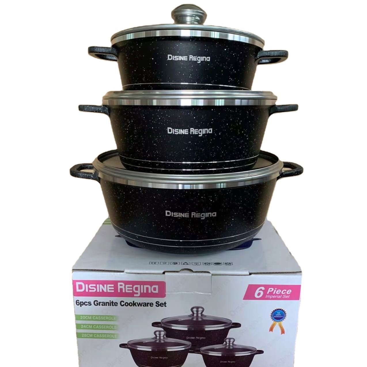 Customized Logo Desini Soup Sauce Cooking Kitchen Storage 6Pcs Detachable Handle Cookware Set