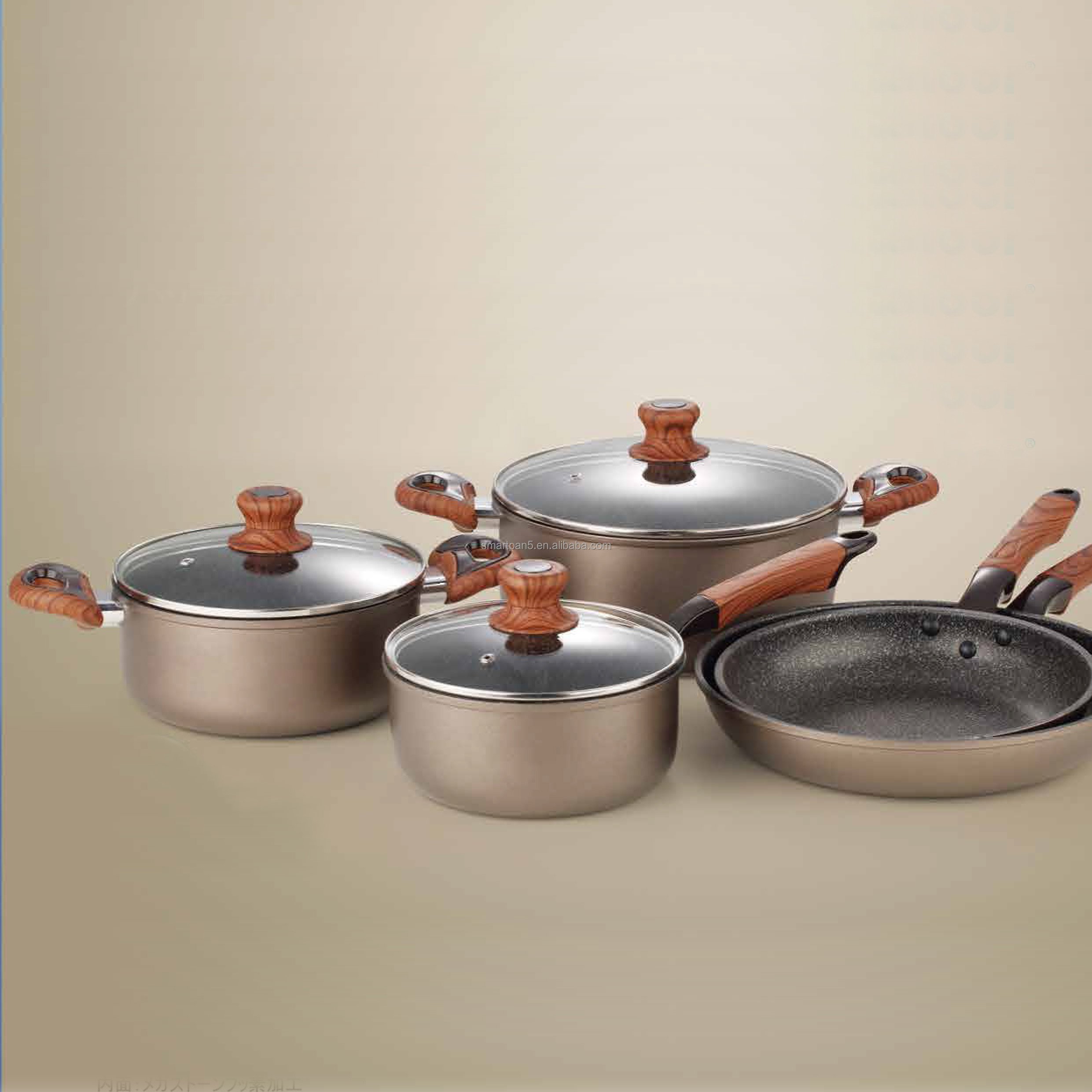 8pcs Kitchen Non-stick Aluminum Marble GraniteCoating Frying Casserole And Pan Cookware Set 2024