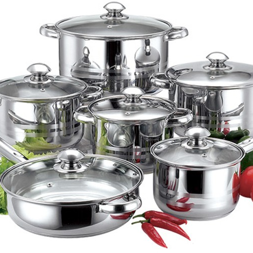 New design 12pcs induction cookware stainless steel pot cookware set