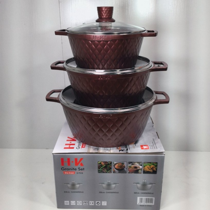 Customized Logo Desini Soup Cooking Sauce Cooking Kitchen Storage 6pcs 20cm 24cm 28cm Detachable Handle Cookware Set