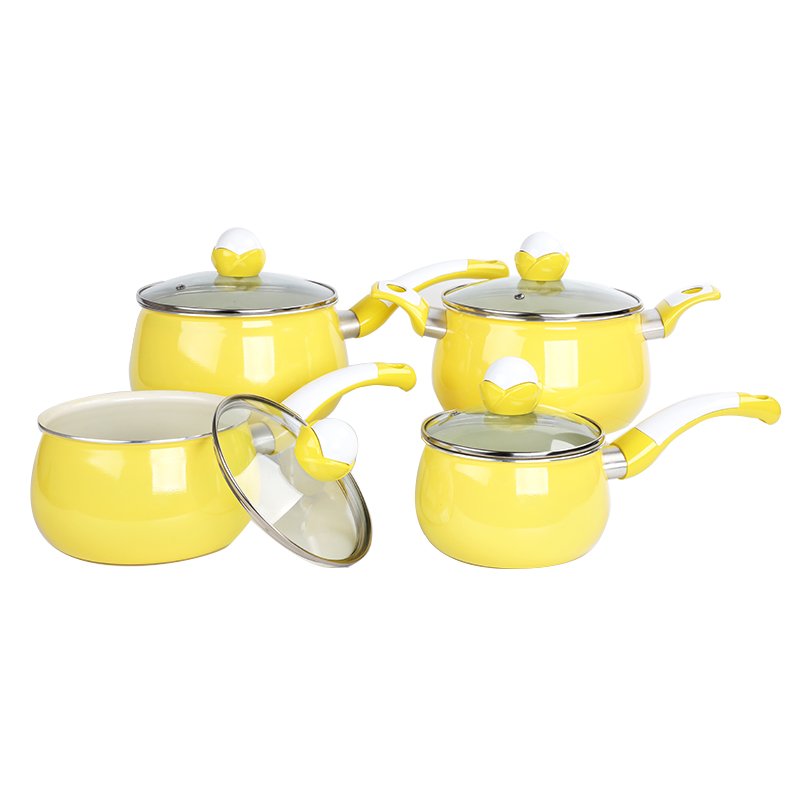 Colorful pot set cute style aluminum ceramic cookware set