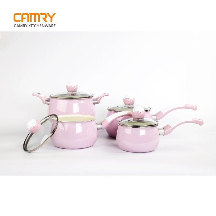 Colorful pot set cute style aluminum ceramic cookware set