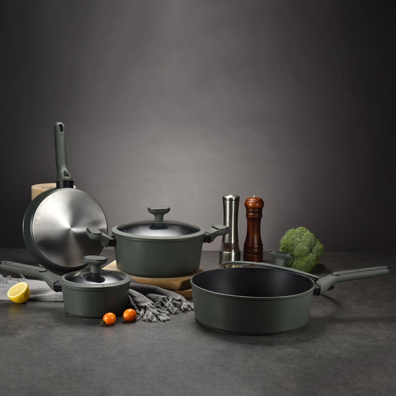 Full Induction Bottom Nonstick Cookware All Sizes Forged Aluminum Stegepande Frying Pan Cookware Set