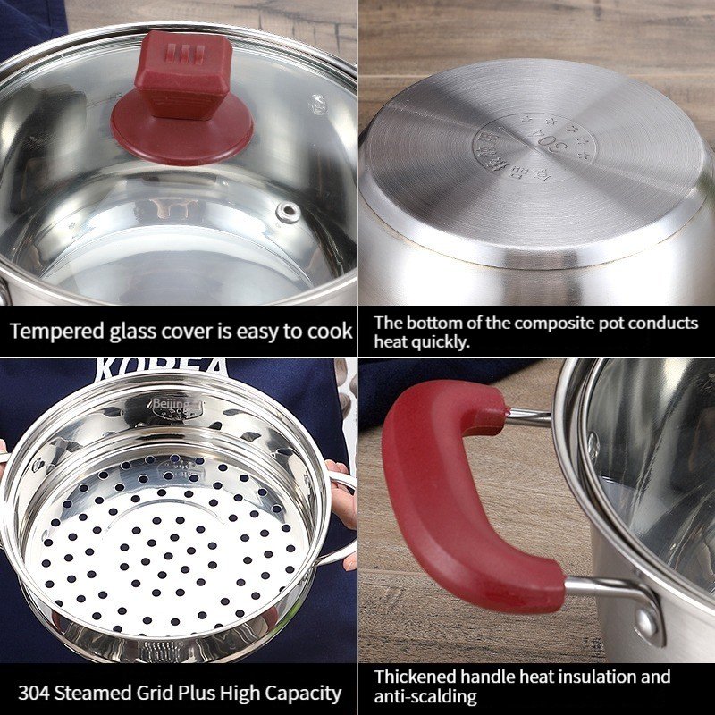 Wholesale Multifunction New Arrival Cookware Set Stainless Steel Kitchen soup & stock pots With handle
