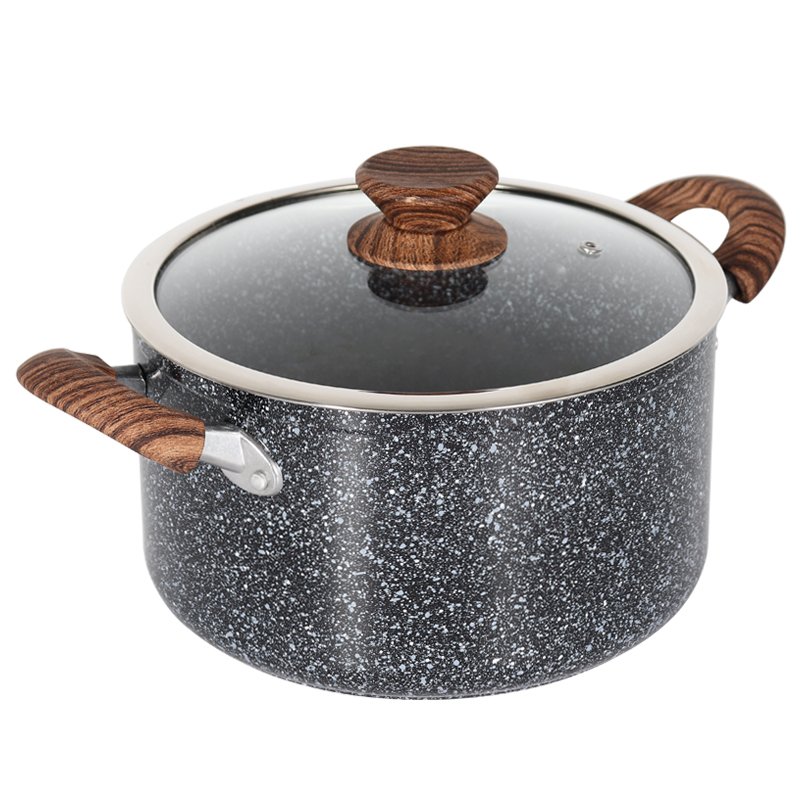 Aluminum ceramic marble Cooking Pot Cookware Set Pots Set Cookware Set Cooking with wooden handle