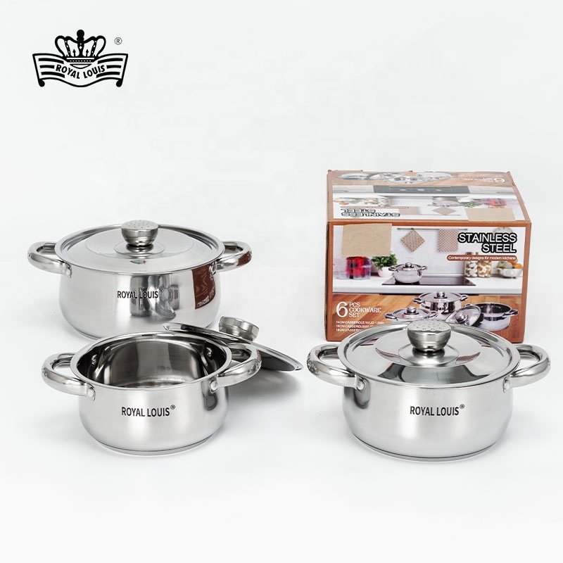Royal Louis 6pcs 14/16/18cm kitchen items pot set cookware set cooking stainless steel cookware sets kitchenware soup stock pots