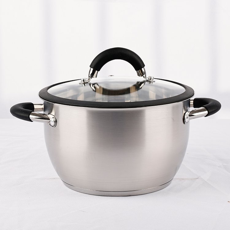 8 Pcs New Design Stainless Steel Non Stick Pots Set Kitchen Ware Cooking Pot 304 Cookware Set With Glass Lids