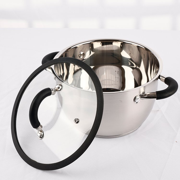 8 Pcs New Design Stainless Steel Non Stick Pots Set Kitchen Ware Cooking Pot 304 Cookware Set With Glass Lids