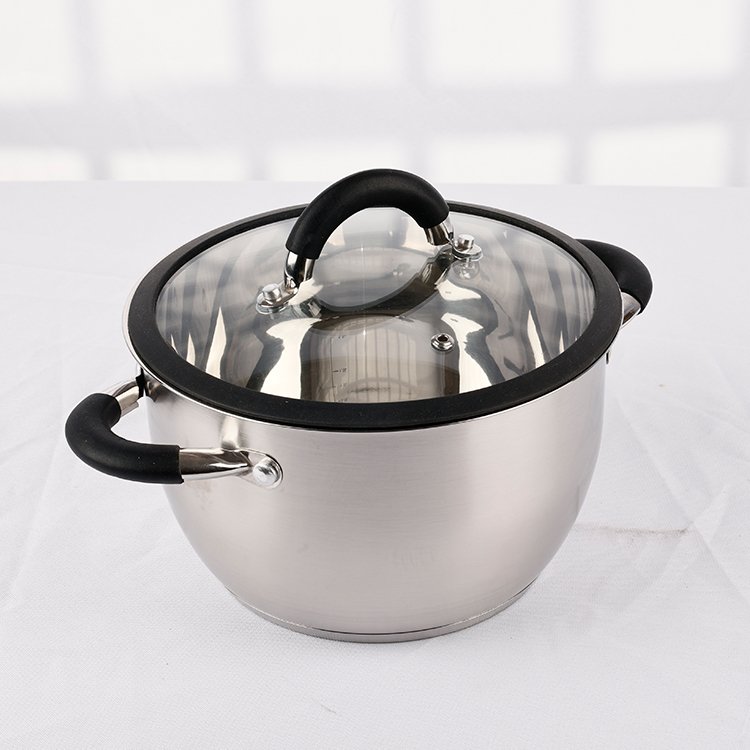 8 Pcs New Design Stainless Steel Non Stick Pots Set Kitchen Ware Cooking Pot 304 Cookware Set With Glass Lids