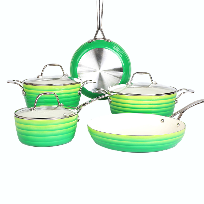 Customized factory colorful pressed aluminum nonstick ceramic cookware sets for Philippine market