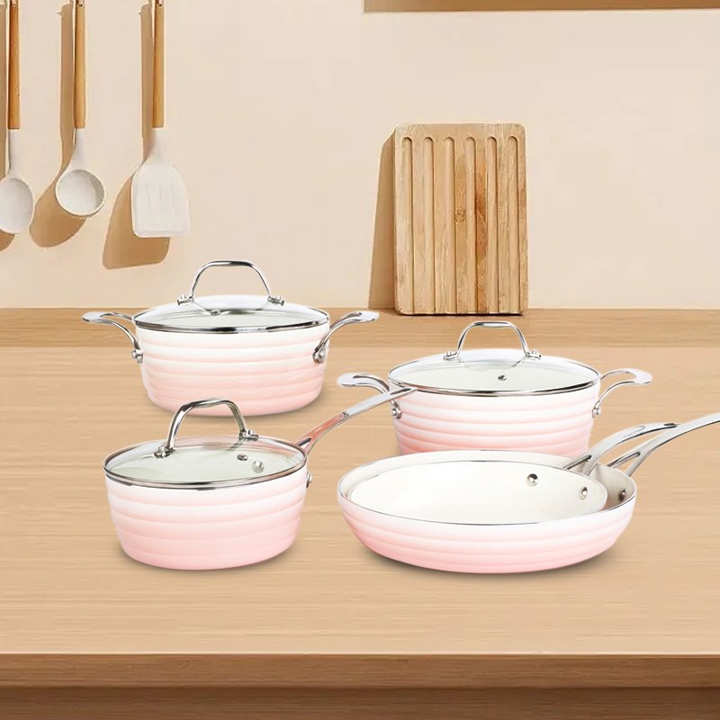 Customized factory colorful pressed aluminum nonstick ceramic cookware sets for Philippine market