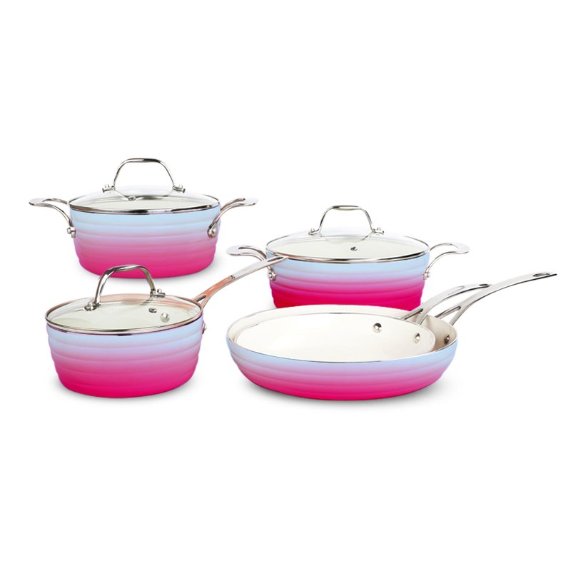 Customized factory colorful pressed aluminum nonstick ceramic cookware sets for Philippine market