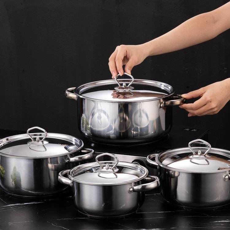 15 pcs Cookware Set w/ Lids Stainless Steel Wok Kitchenware Non Stick Wok Pan Set with Shovel Spoon
