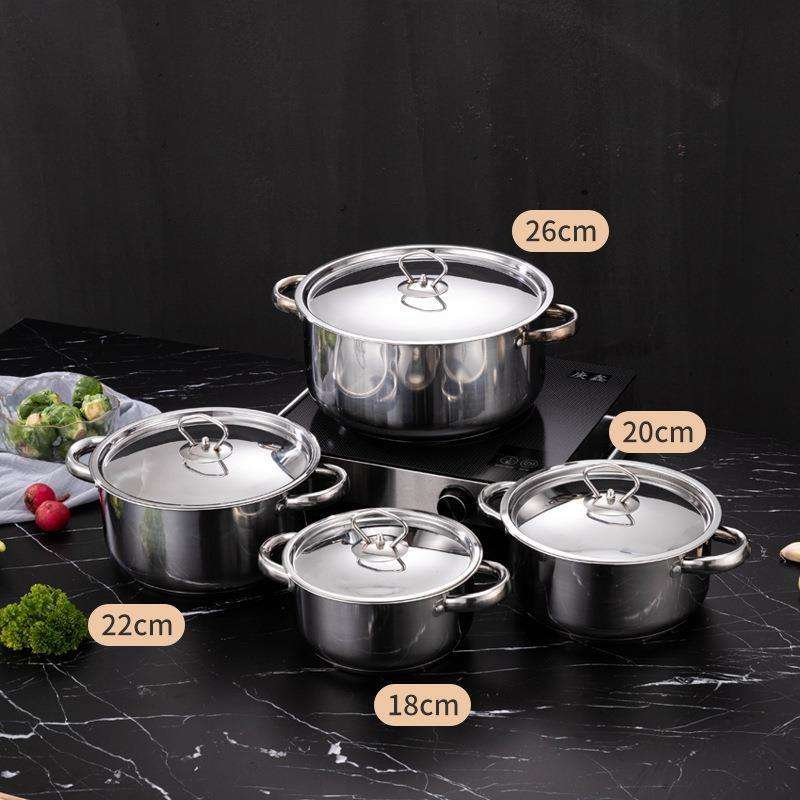 15 pcs Cookware Set w/ Lids Stainless Steel Wok Kitchenware Non Stick Wok Pan Set with Shovel Spoon