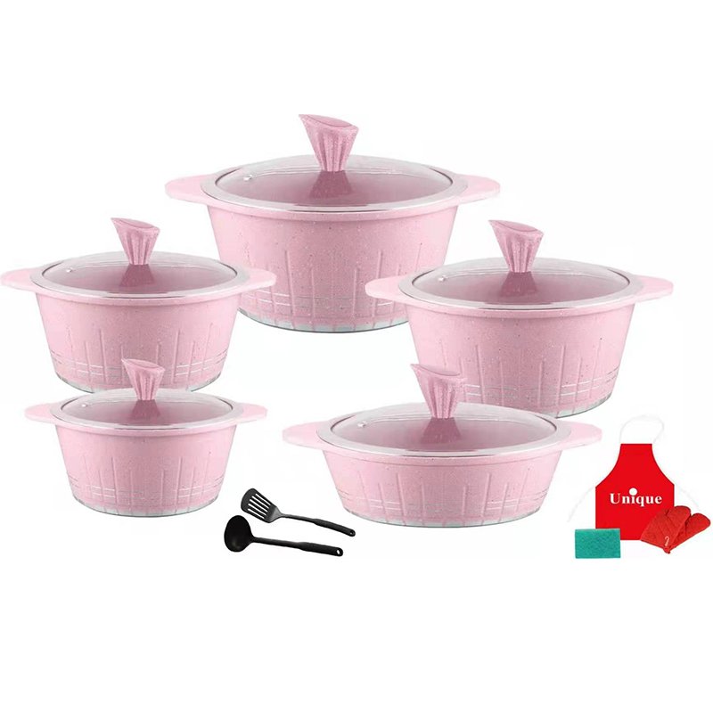 16PCS Panelas Non Stick Die Cast Aluminum Casserole Marble Coated Cookware Set Cooking Pots Wholesale