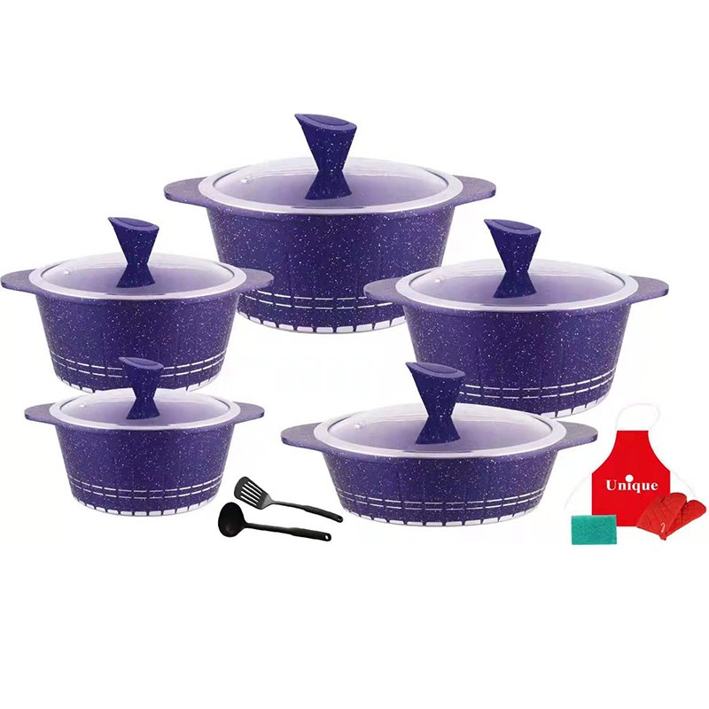 16PCS Panelas Non Stick Die Cast Aluminum Casserole Marble Coated Cookware Set Cooking Pots Wholesale
