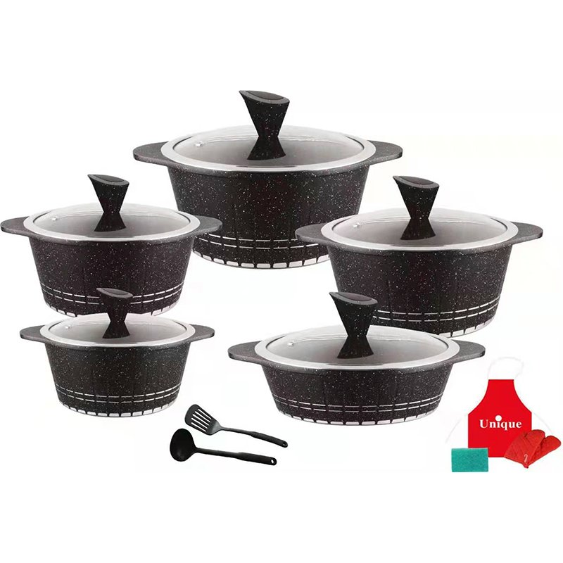 16PCS Panelas Non Stick Die Cast Aluminum Casserole Marble Coated Cookware Set Cooking Pots Wholesale