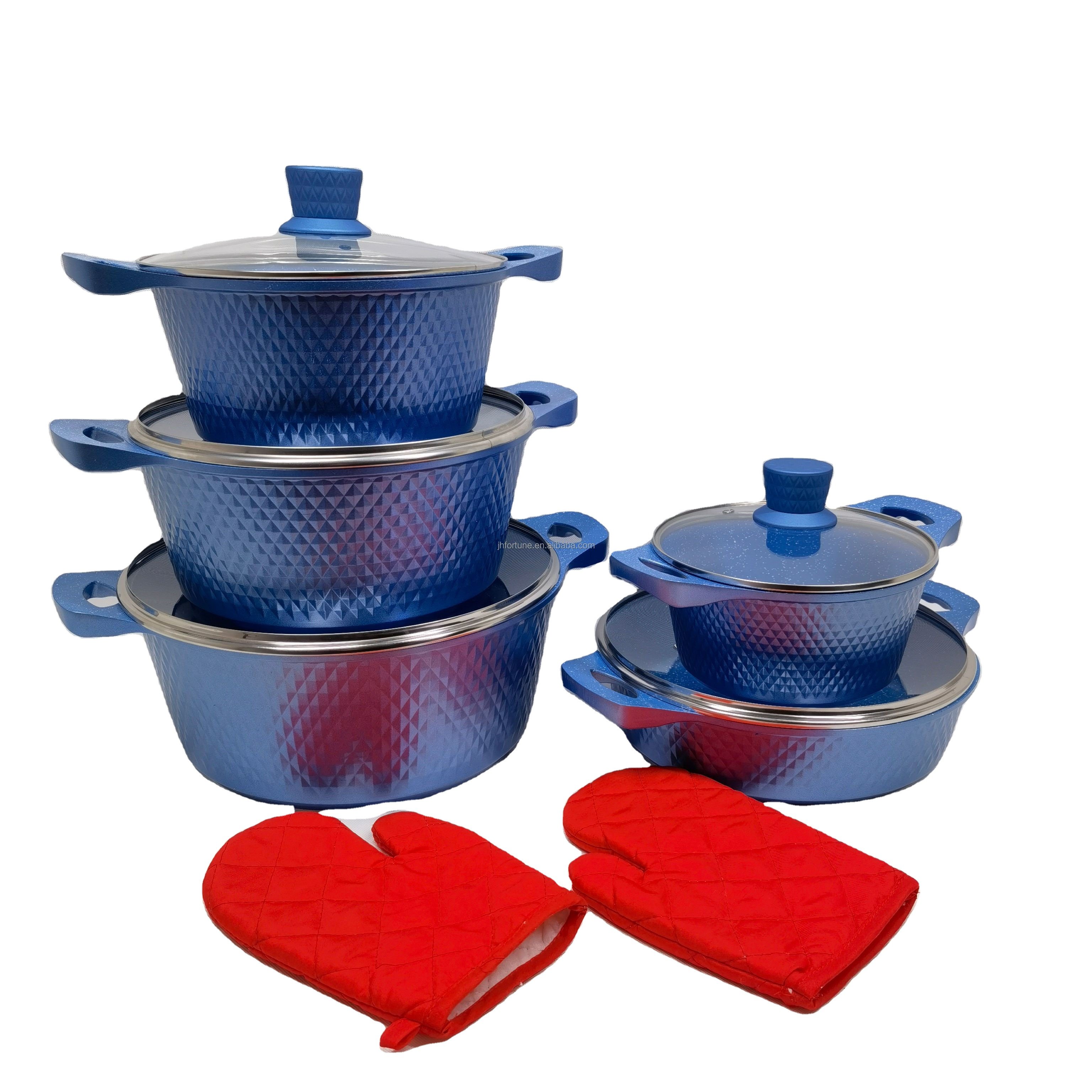 factory directly supply Dessini 12pcs aluminum die cast cookware sets with heat resistant painting