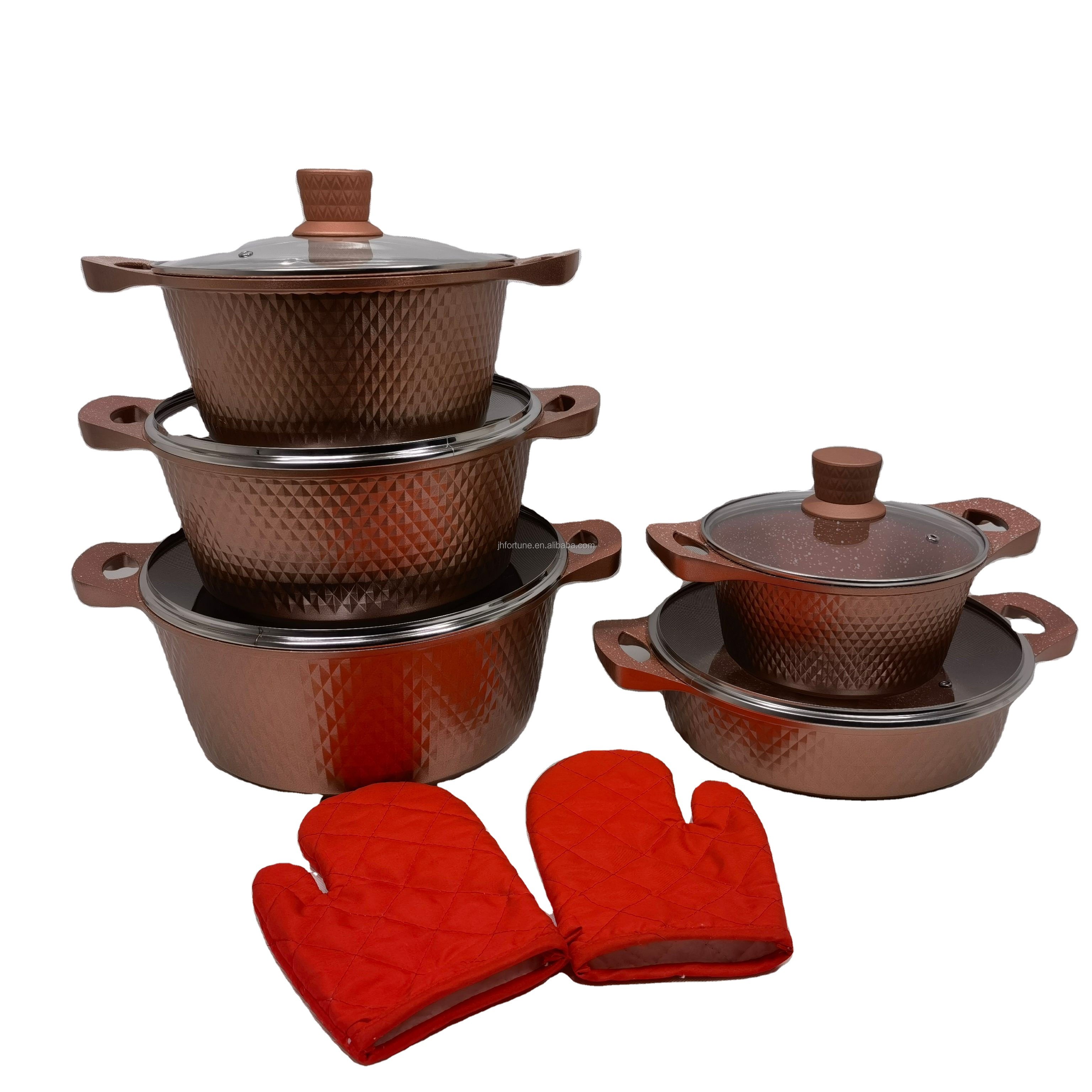 factory directly supply Dessini 12pcs aluminum die cast cookware sets with heat resistant painting