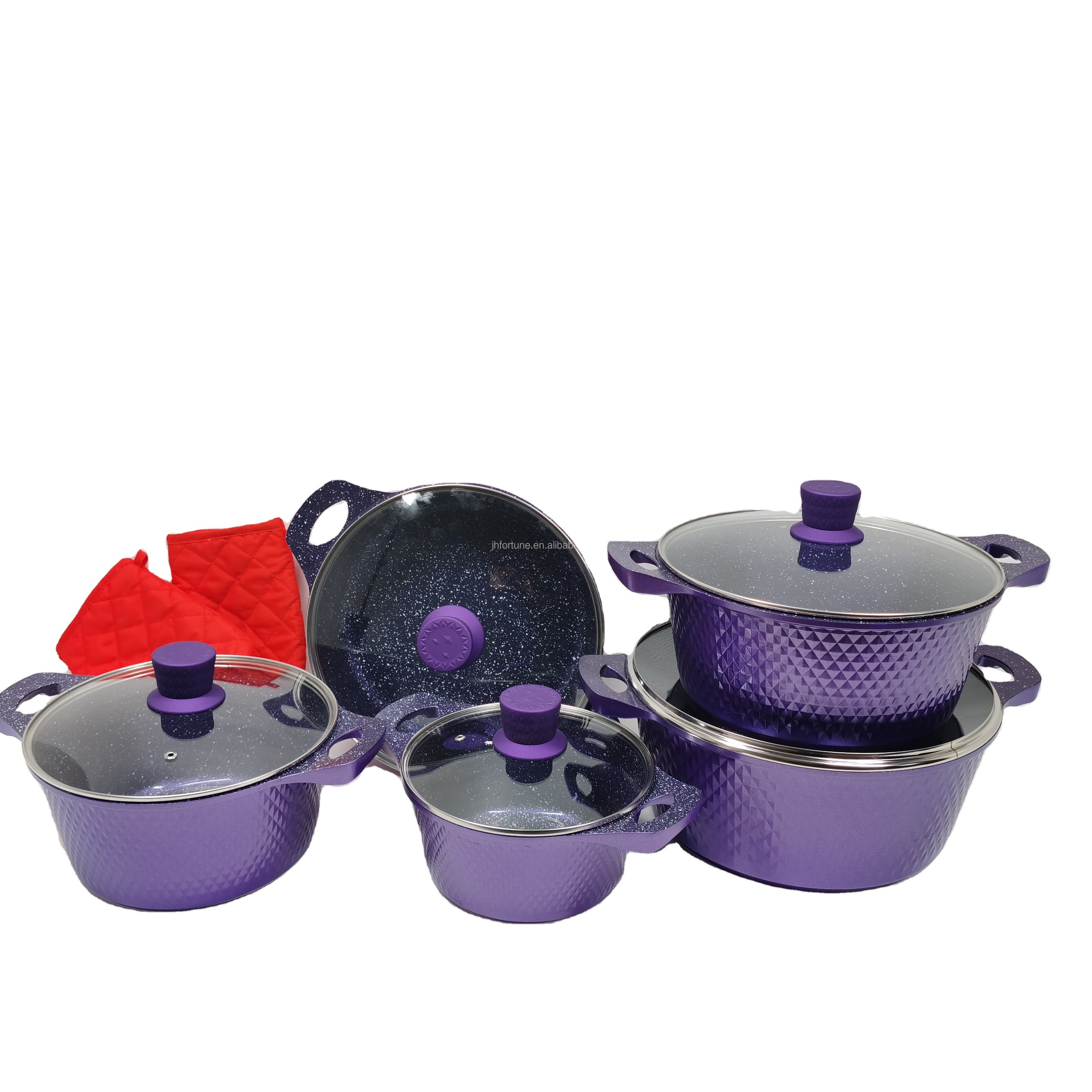 factory directly supply Dessini 12pcs aluminum die cast cookware sets with heat resistant painting