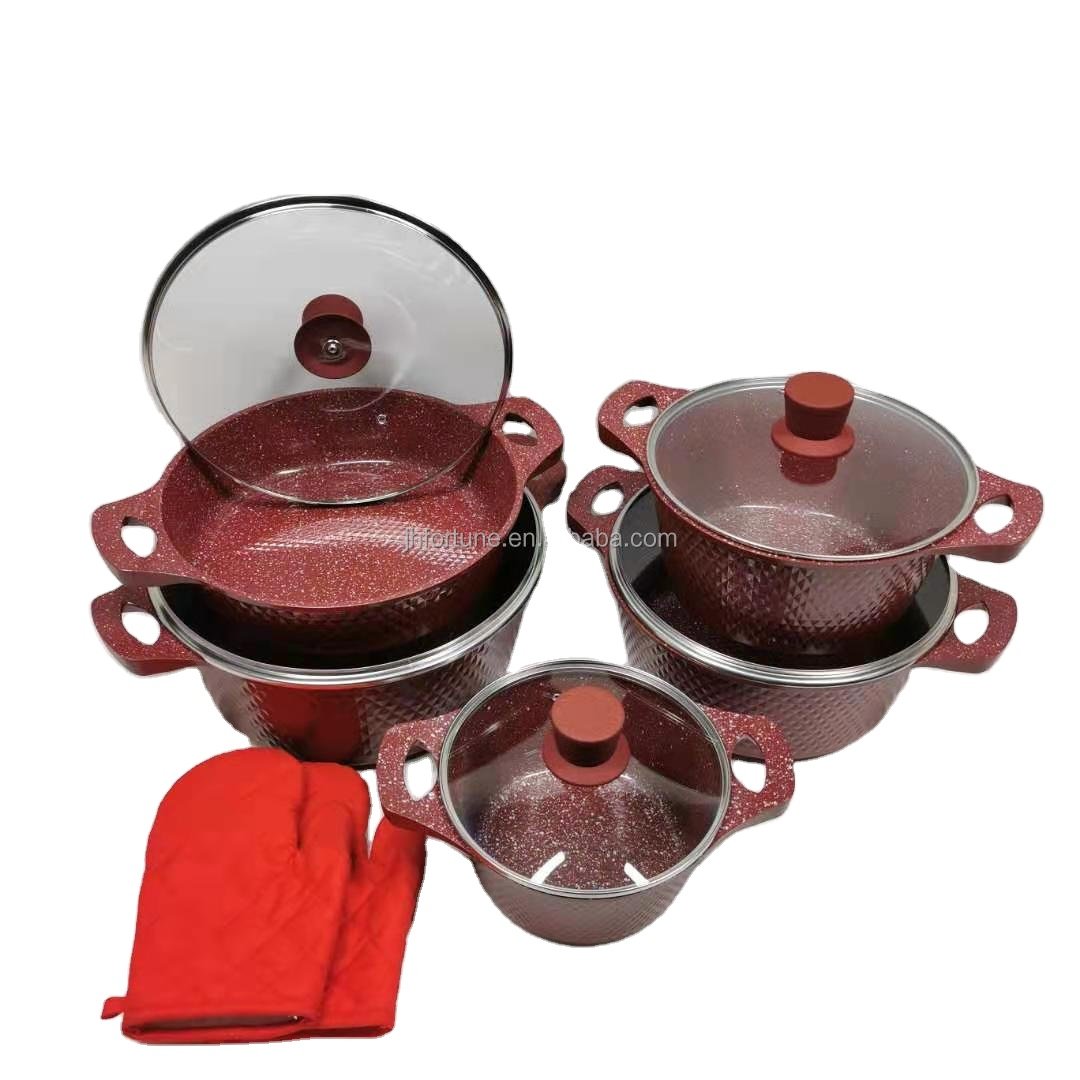 factory directly supply Dessini 12pcs aluminum die cast cookware sets with heat resistant painting