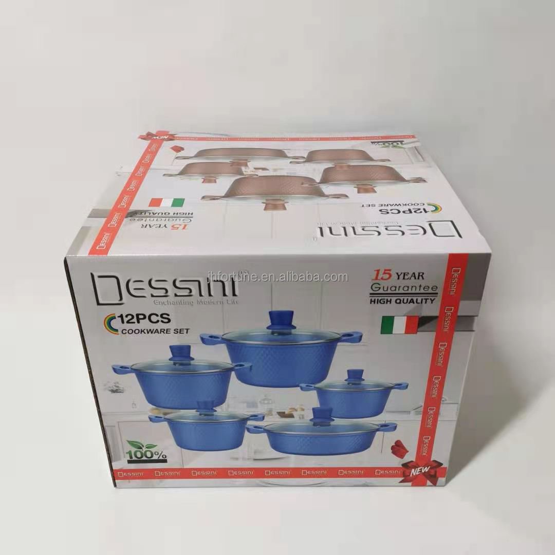 factory directly supply Dessini 12pcs aluminum die cast cookware sets with heat resistant painting