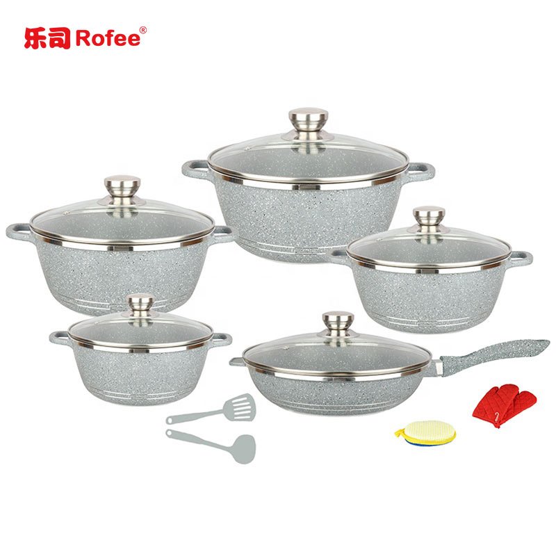 Lowest Price Kitchen Cookware Set Die Casting 15 Pcs Aluminum Non Stick Cookware Sets