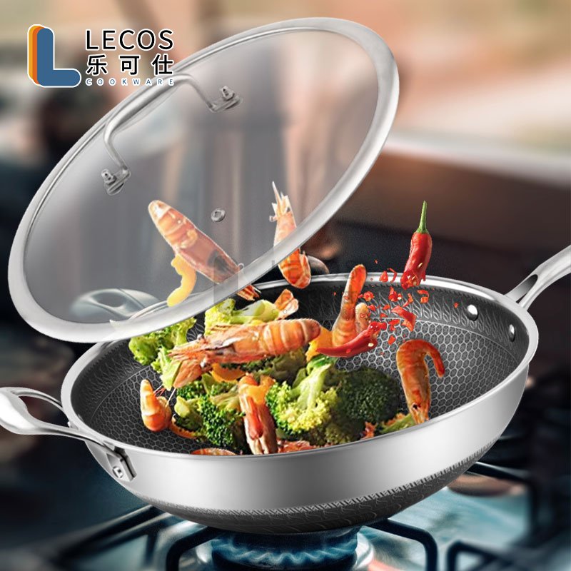 3 Ply Induction Master All Clad Stainless Steel Wok For Kitchen Cookware Nonstick Fry Pans