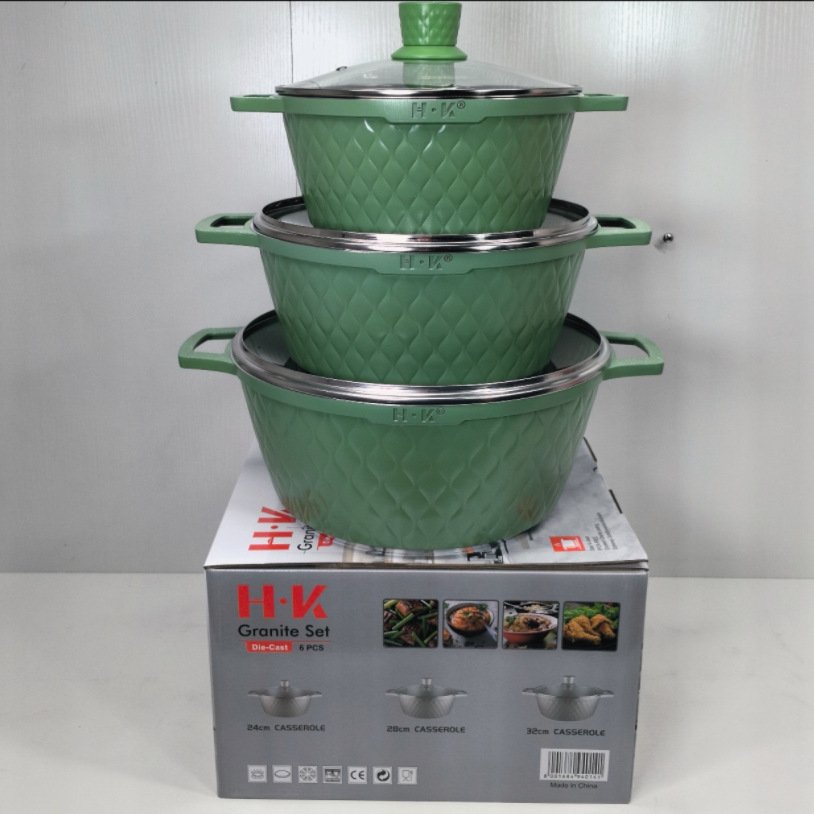 Customized Logo Soup Pot Casserole Cooking Tools Big 6pcs Kitchen Storage Aluminium Alloy Enamel Cast Iron Cookware Set