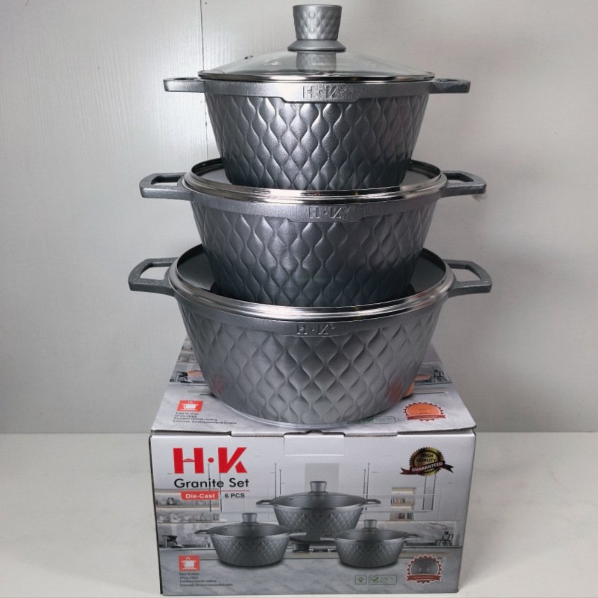 Customized Logo Soup Pot Casserole Cooking Tools Big 6pcs Kitchen Storage Aluminium Alloy Enamel Cast Iron Cookware Set