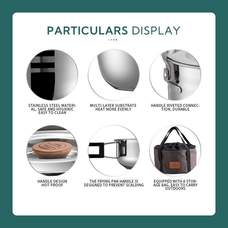 picnic outdoor camping cooking pot and pans cookware set camping kitchen pot set for outdoor