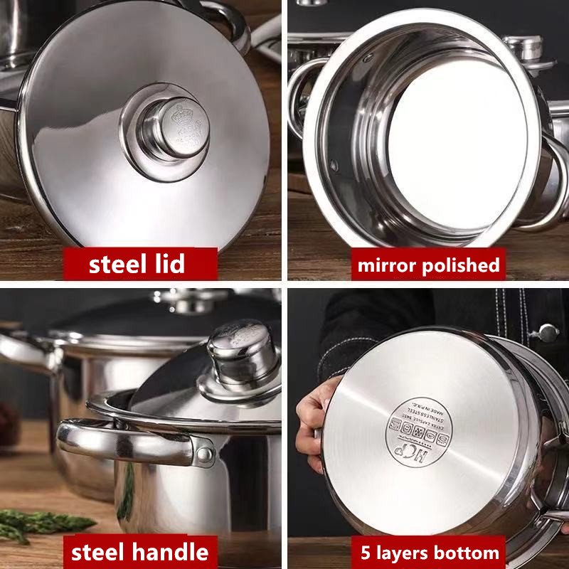 high quality 10 pcs stainless steel Cookware Set thicken stainless steel sets