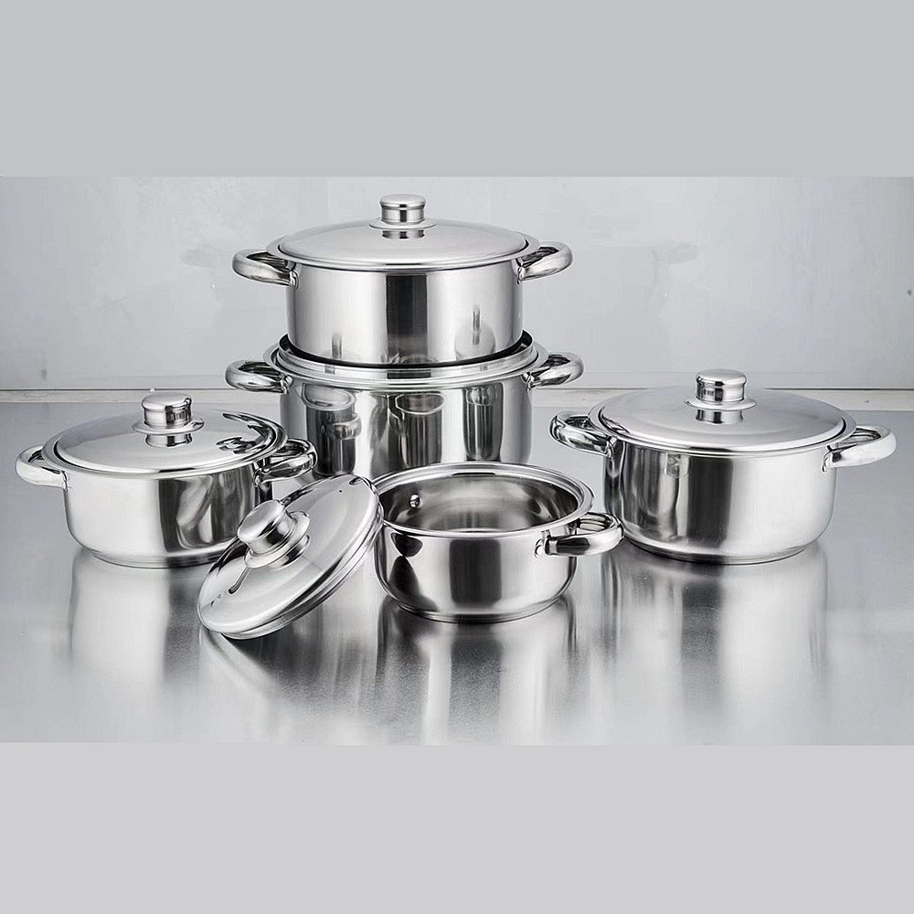 high quality 10 pcs stainless steel Cookware Set thicken stainless steel sets