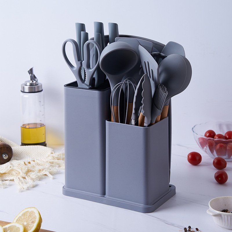 High-Quality Silicone Kitchenware Set with 19 Pieces of Durable Silicone Tools Cookware Set