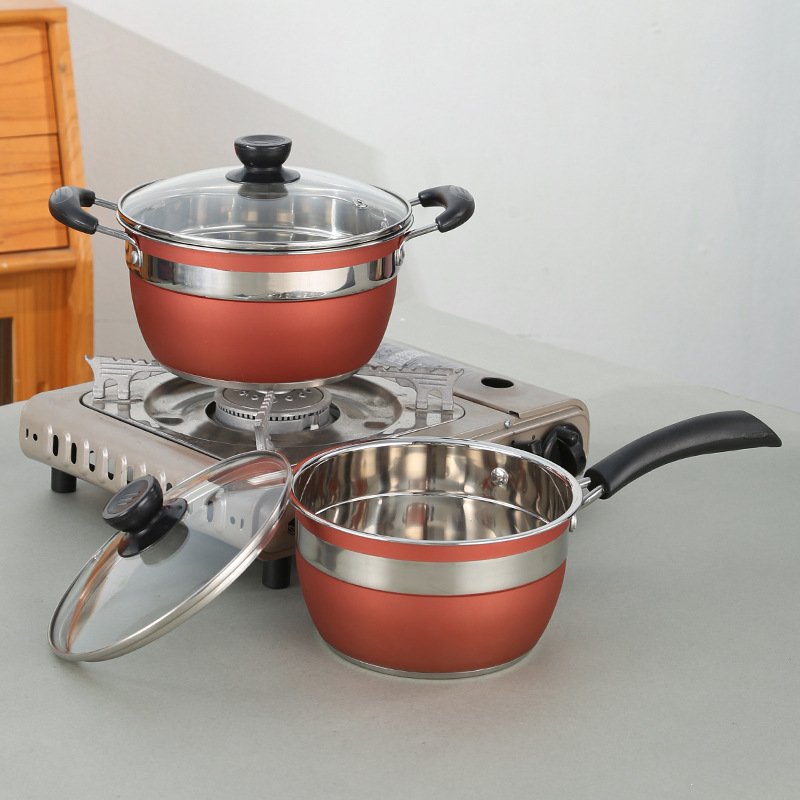 12 pc Cookware Set w/ Lids Stainless Steel Wok Kitchenware Stainless Steel Non Stick Wok Pan Sets