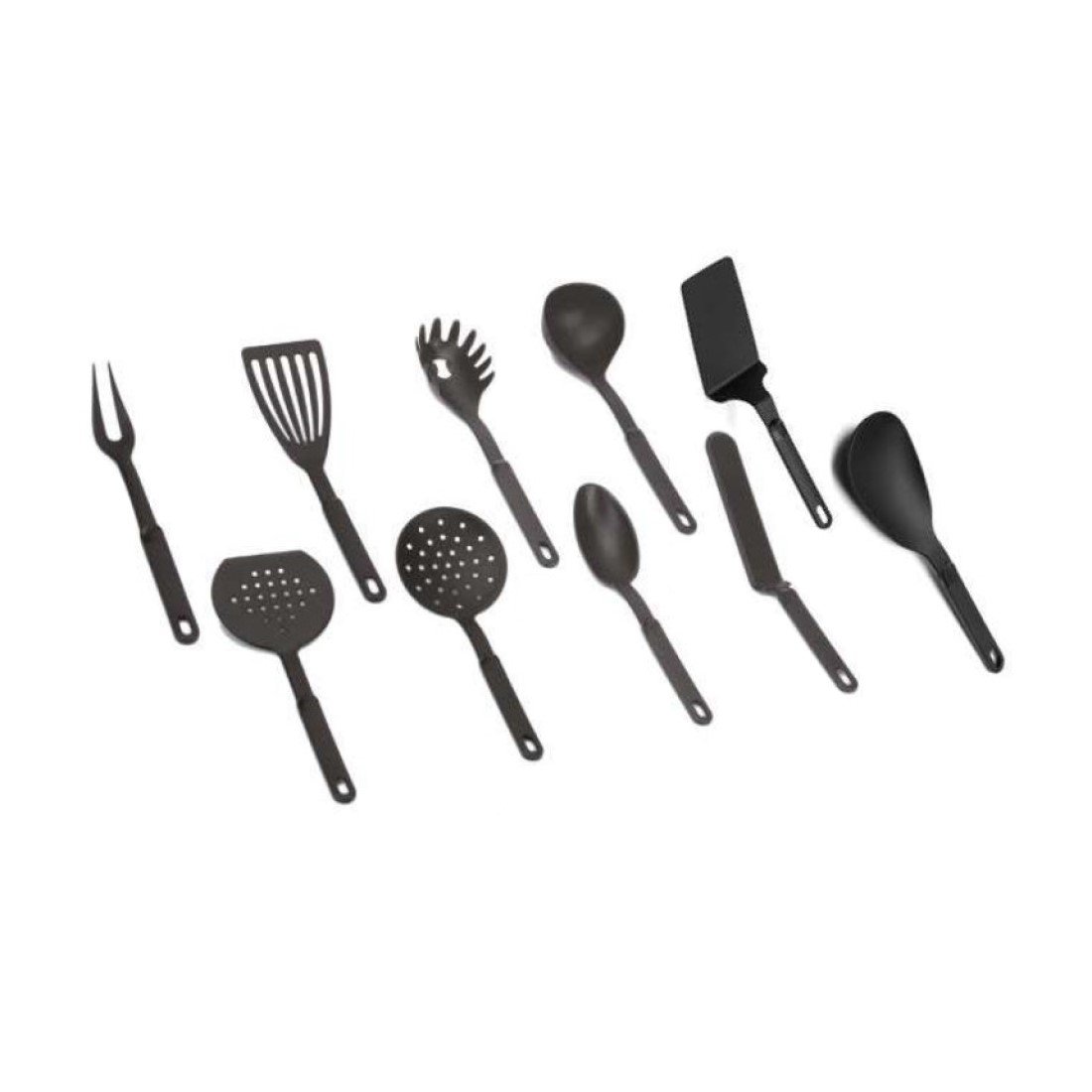 Italian Design Kitchen Gadgets New Black Nylon Handle Ergonomic Ladle Set Pots Pans Serving Soup Sauce Cookware Fruit Home