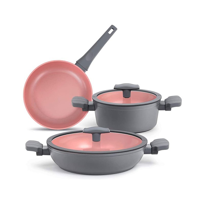 9pcs Forged Coating Aluminium Nonstick Pots and Pans Cookware Set with Lid