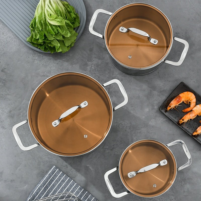 6 Pcs Hot Selling Stainless steel Cookware Set with Glass Lid Cooking Pot Set Nonstick Cooking Set Cookware