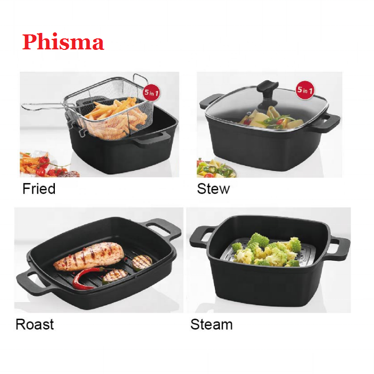 Professional Recommended Multi Functional Set 5 In 1 Nonstick Aluminium Cookware Set For Kitchen