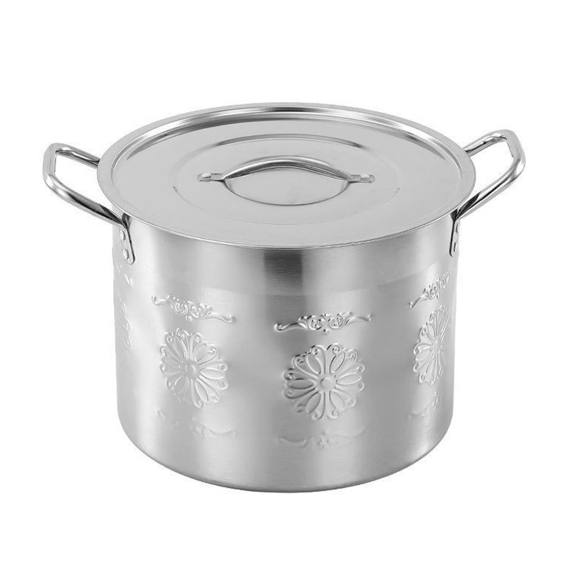 26+28+30+32CM Stainless Steel Pots Large Capacity Deep Soup Stock Pan for Indian Kitchen Cooking Sustainable Metal Cookware Set