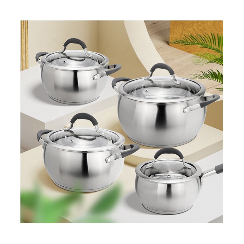 8pics wholesale kitchenware saucepan cooking pots sets casserole pots and pans stainless steel cookware set