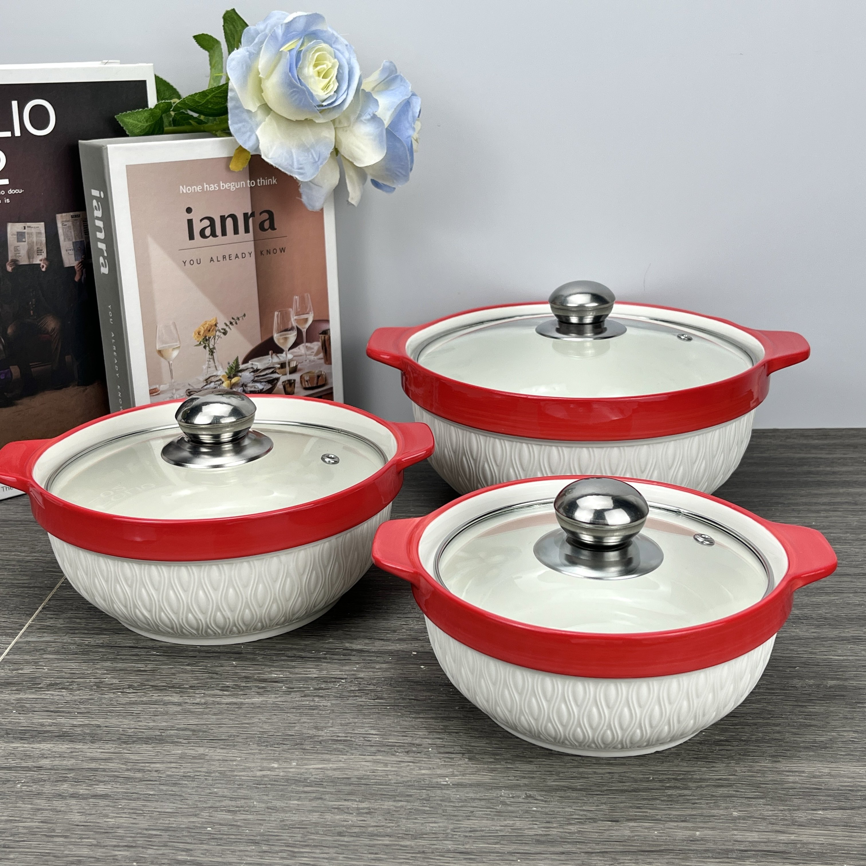 Kitchen Pots Supplies Items Wares Wholesale non stick Cookware Sets Dinnerware Utensils Ceramic Soup Pot Cooking Pot Sets