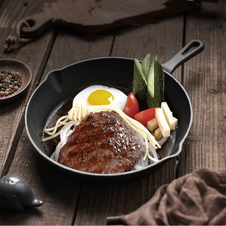 wholesale Egg Pancake Pot Kitchen Cookwar Set 16/20/26cm Round black Skillet Non Stick Cast Iron Frying Pan For Gas Stove