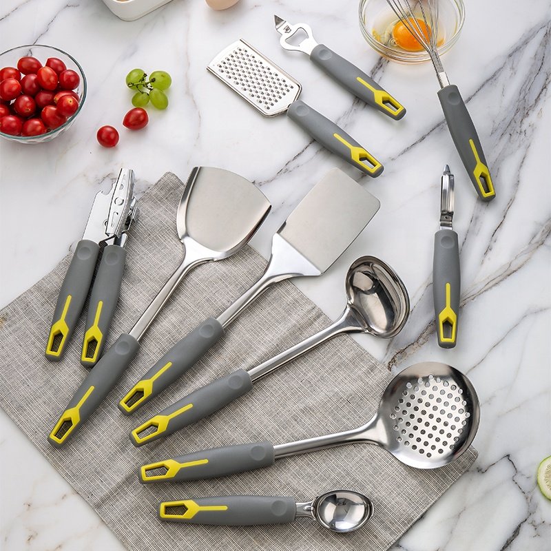 New Design Stainless Steel Kitchenware Set With PP Non-Slip Handle Safe