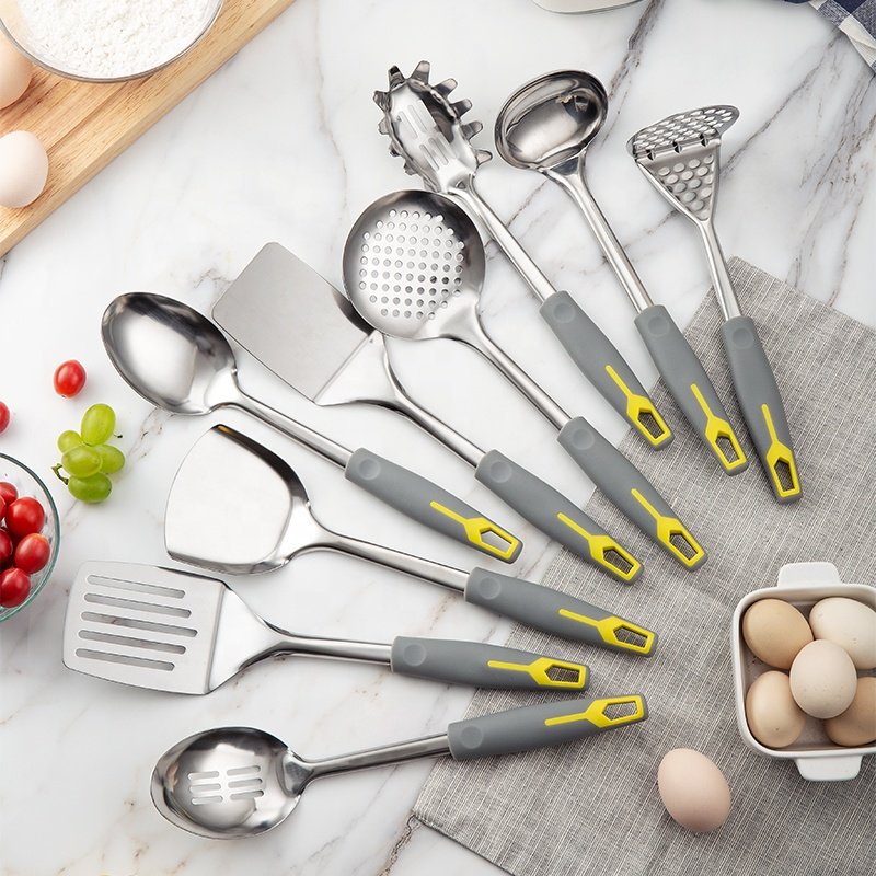 New Design Stainless Steel Kitchenware Set With PP Non-Slip Handle Safe