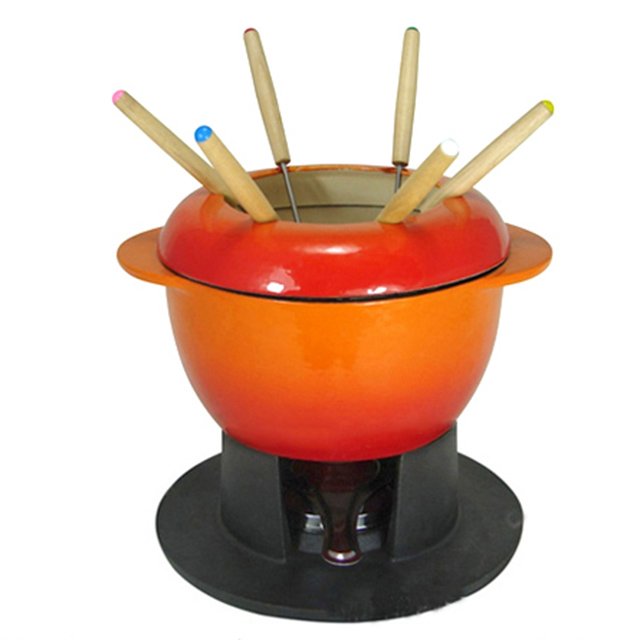 Kitchenware Sets Non Stick Enameled cast iron wok with Lid Pot Round Shape braise cast iron fondue set of cookware