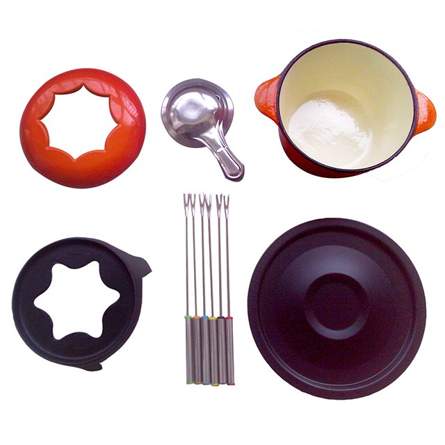 Kitchenware Sets Non Stick Enameled cast iron wok with Lid Pot Round Shape braise cast iron fondue set of cookware