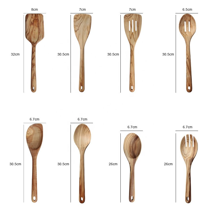 Luxury wood cooking kitchen tools & gadgets wooden spoon olive wood cooking utensils kitchen utensils set