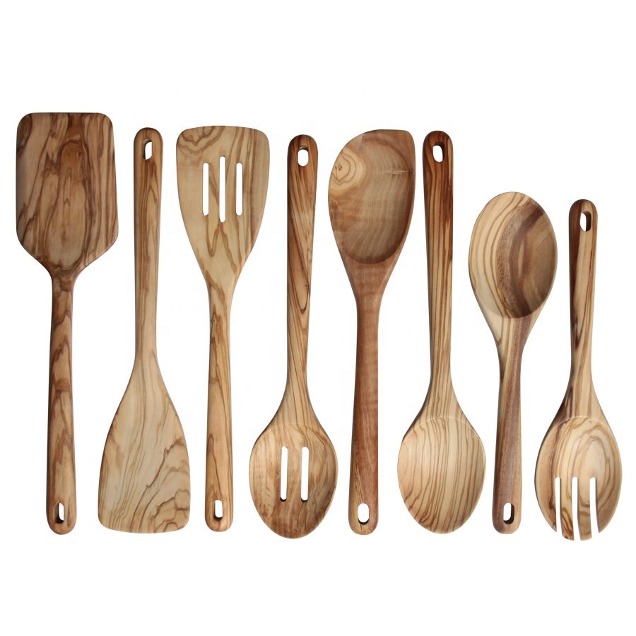 Luxury wood cooking kitchen tools & gadgets wooden spoon olive wood cooking utensils kitchen utensils set